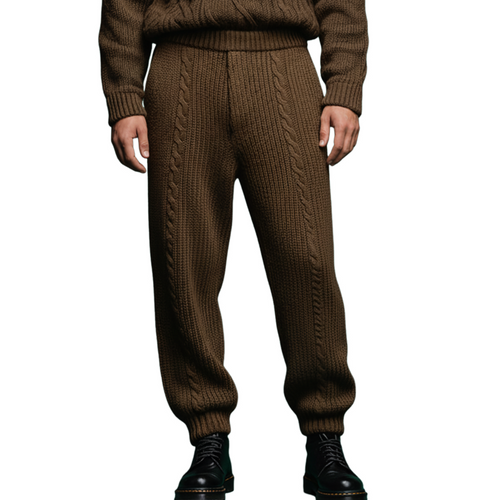 Men's Classic Casual Knitted Jacquard Elastic Waist Pants MTA0800K2K