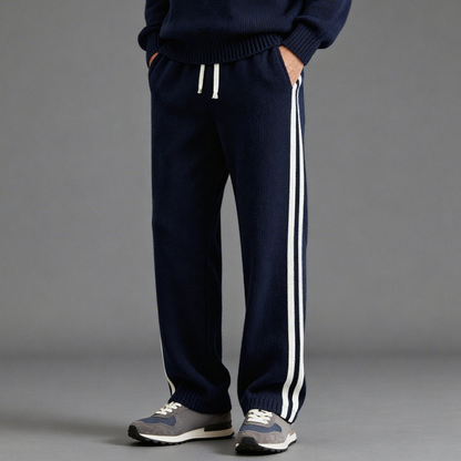 Men's Retro Casual Color Block Striped Knit Straight Leg Pants MTA0639K3TO