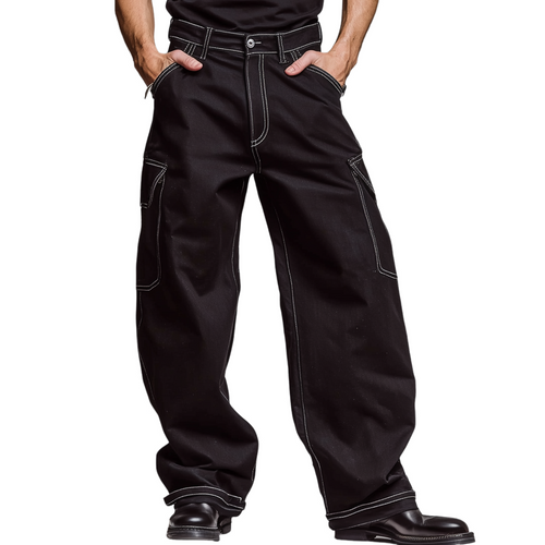 Men's Classic Casual Twill Cotton Loose-fitting Trousers MTA0896K6K