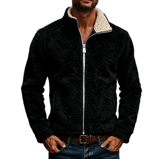 Men's Loose-Fit Contrast Fleece Zip-Up Jacket MTA2262J9X