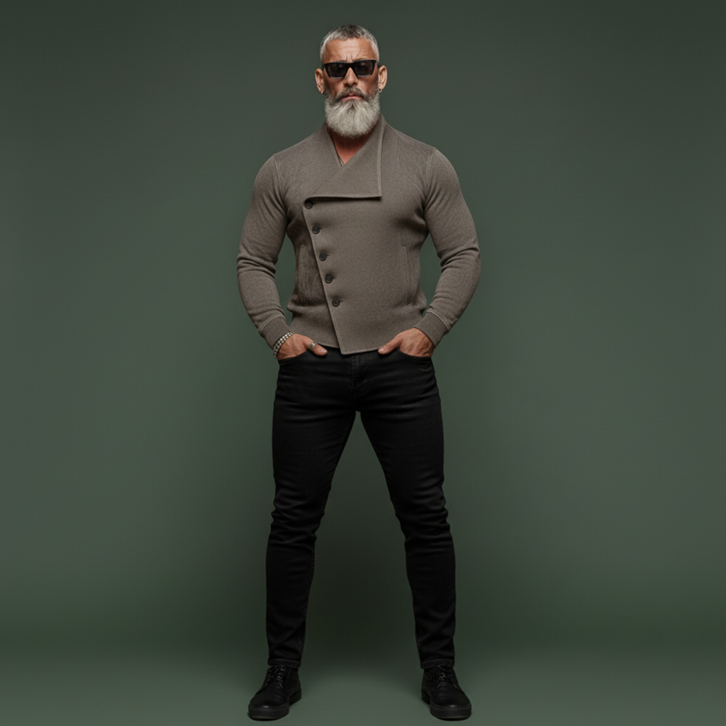 Men's Stylish Slanted Placket Faux Suede Slim-fit Lightweight Inner Jacket MTA0891K8K