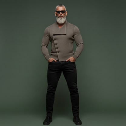 Men's Stylish Slanted Placket Faux Suede Slim-fit Lightweight Inner Jacket MTA0891K8K