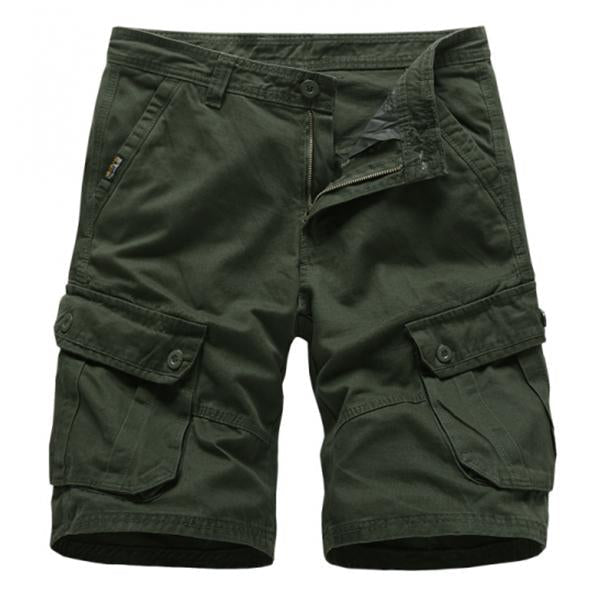 Men's Summer Solid Color Multi-pocket Cotton Cargo Shorts 51006066M