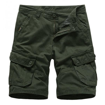 Men's Summer Solid Color Multi-pocket Cotton Cargo Shorts 51006066M