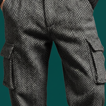 Men's Classic Casual Faux Herringbone Wool Cargo Pants MTA0842K3K