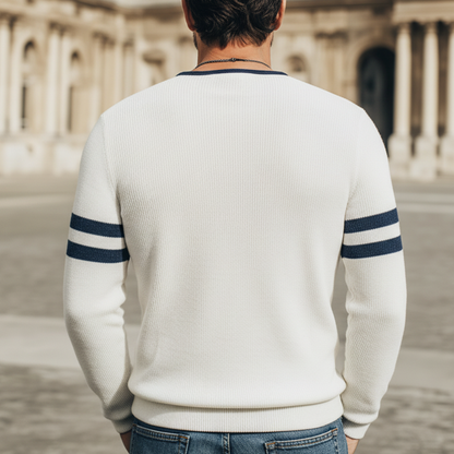 Men's Classic Color-blocked Four-button Henley Collar Slim Fit Sweater MTA0815K9U