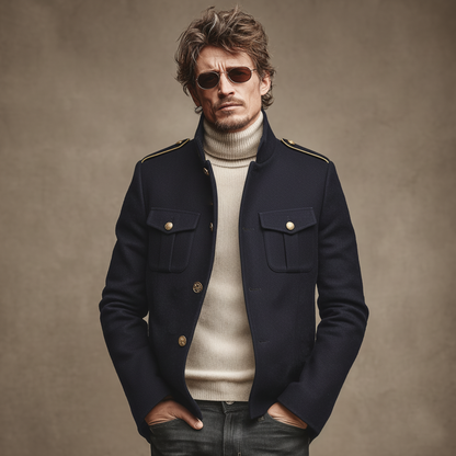 Men's Classic Retro Stand-up Collar Faux Suede Jacket MTA0757K2K