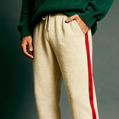 Men's Retro Casual Striped Knit Color Block Drawstring Pants MTA0652K2TO