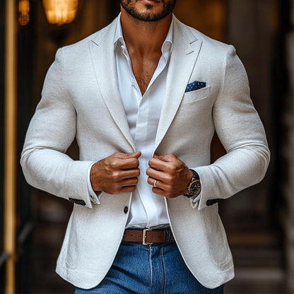 【24-hour shipping out】Men's Fashion Solid Color Peak Lapel Two Buttons Casual Blazer 78750746Z