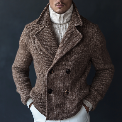 Men's Vintage Casual Knit Double Breasted Lapel Jacket MTA1818I3TO