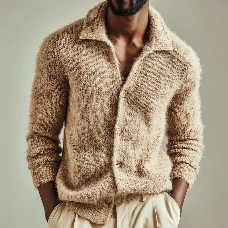 Men's Retro Casual Knitted Lapel Sweater Cardigan MTA2284I2TO