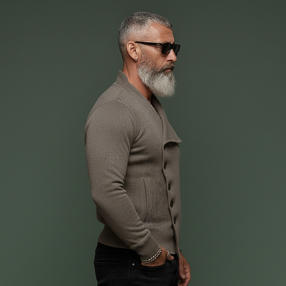 Men's Stylish Slanted Placket Faux Suede Slim-fit Lightweight Inner Jacket MTA0891K8K