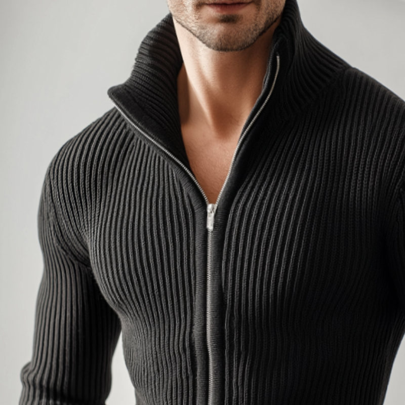 Men's Retro Casual Solid Color Knitted Zipper Sweater Cardigan MTA0131I1TO